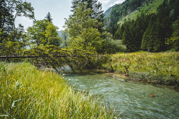 Kleiner Idyllischer Bach in den Alpen in Österreich