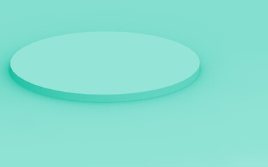 Abstract 3d green color cylinder podium minimal studio background.