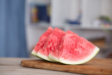 Cut watermelon on a cutting board