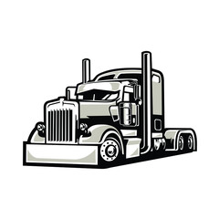 Trucking vector. American Semi truck 18 wheeler vector isolated  © Rajadigital Desain