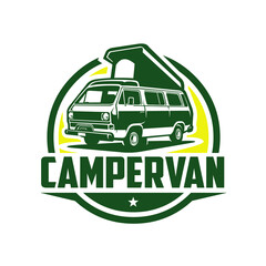 Campervan Circle Logo Vector Isolate