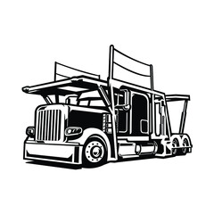 Car Carrier Truck. Car Transport Truck Vector Isolated