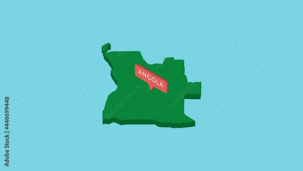 Aufkleber angola country green isometric map with orange pointer in pattern on a blue background. concept map 