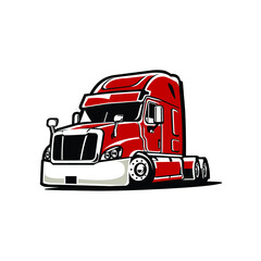 Semi truck vector isolated. 18 wheeler tractor 