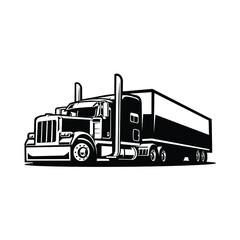 Semi truck 18 wheeler vector isolated in white background © Rajadigital Desain