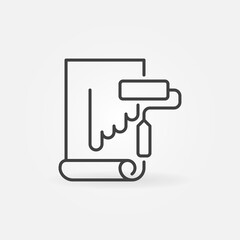 Wallpaper Hanging With Paint Roller vector line icon
