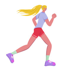 Fototapeta na wymiar A woman runs. The woman is doing sports.Woman character is jogging