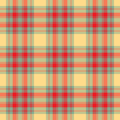 Plaid seamless pattern. Vector background of textile ornament. Flat fabric design.