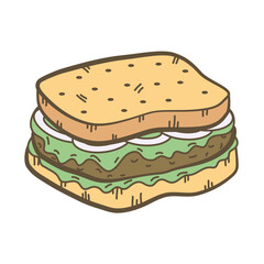 sandwich fast food doodle