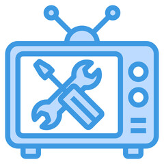 Television blue outline icon
