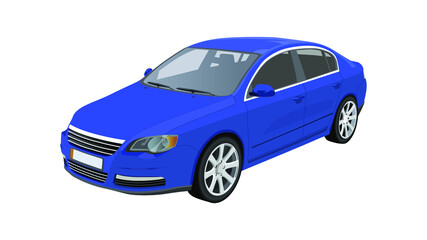 Obraz na płótnie Canvas Vector illustration of blue car isolated on white background