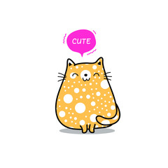 vector Cartoon style cute cat showing different emotions.