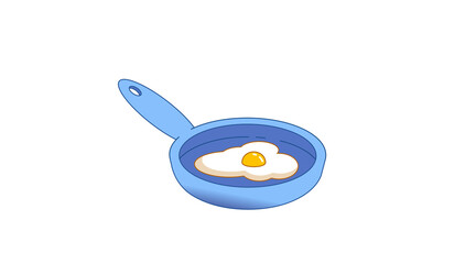 Delicious fried eggs in a frying pan. Isolated image in jpeg format.