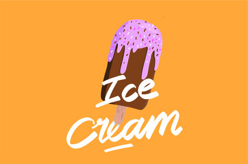 chocolate dipped strawberry ice cream and ice cream lettering
