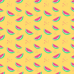 watermelon slices and. bubbles. illustration for wallpaper, vector, textile, tile background. red juicy summer fruit
