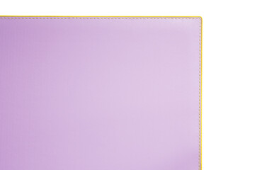 Lilac fine texture of genuine leather. Close-up edge isolated at white background
