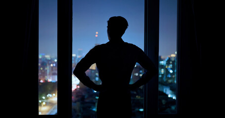 Fototapeta na wymiar successful businessman at night