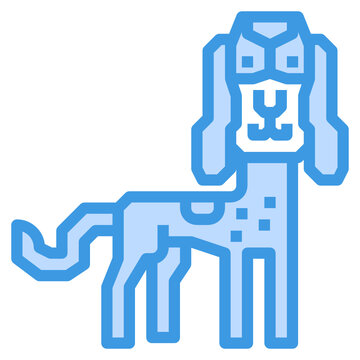 Dog blue outline icon