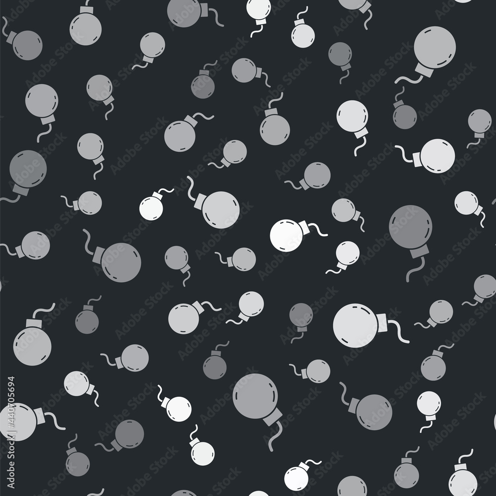Aufkleber grey bomb ready to explode icon isolated seamless pattern on black background. vector