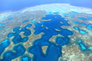 Fototapeta na wymiar Aerial view of Coral Reef in Abrolhos Islands, Western Australia