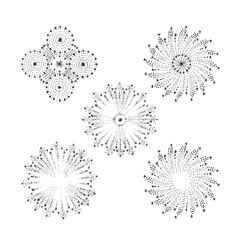 Fireworks linear drawings. Drawn salutes in vector