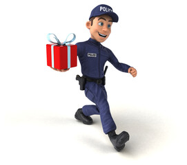 Fun 3D illustration of a cartoon Police Officer