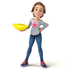 Fun 3D illustration of a cartoon teenage girl