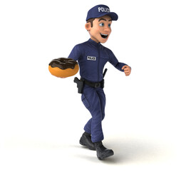 Fun 3D illustration of a cartoon Police Officer