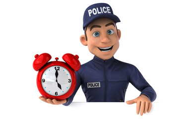 Fun 3D illustration of a cartoon Police Officer