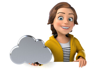Fun 3D illustration of a cartoon teenage girl