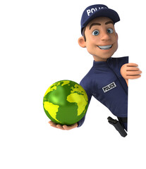 Fun 3D illustration of a cartoon Police Officer
