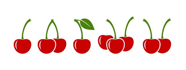 Cherry logo. Isolated cherry on white background