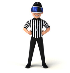 Fototapeta na wymiar Fun 3D Illustration of a referee with a VR Helmet