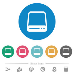 Hard disk drive flat round icons