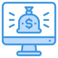 Money Bag blue outline icon