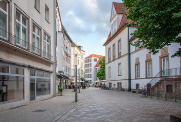 BIELEFELD, GERMANY. JUNE 12, 2021. Beautiful view of small german town with typical architecture.