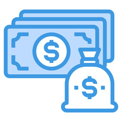 Money blue outline icon