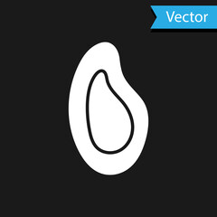 White Mussel icon isolated on black background. Fresh delicious seafood. Vector.