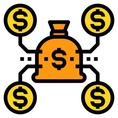 Money Bag filled outline icon