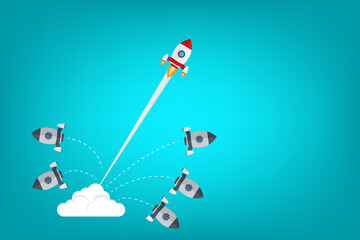 Think differently - Being different, taking risky, move for success in life -The graphic of rocket also represents the concept of courage, enterprise, confidence, belief, fearless, daring,	