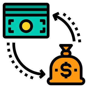 money transfer icon: credit card, money bag clip art preview