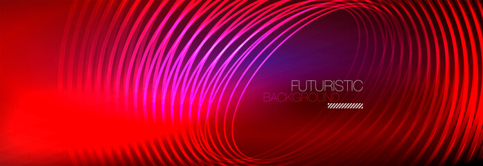 Dark abstract background with glowing neon circles. Trendy layout template for business or technology presentation, internet poster or web brochure cover, wallpaper