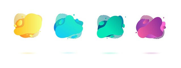 Abstract dynamic gradient graphic elements in modern style. Banners with flowing liquid shapes, amoeba forms.