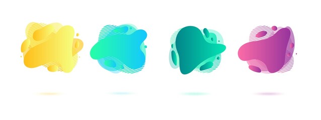 Abstract dynamic gradient graphic elements in modern style. Banners with flowing liquid shapes, amoeba forms.