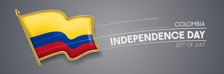 Colombia independence day vector banner, greeting card