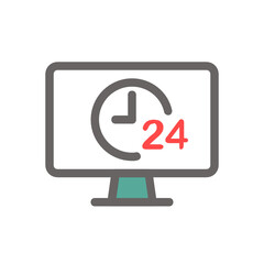 Online shopping 24 hours filled outline icon.