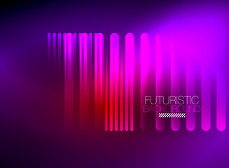 Bright neon color techno abstract background, shiny glowing neon lines in the dark background