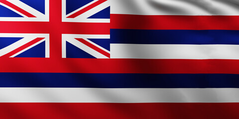 Large Flag of Hawai Island fullscreen background in the wind