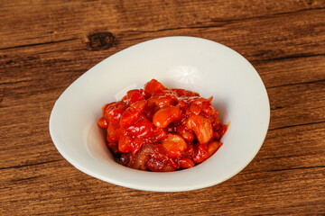 Baked kidney with tomato and pepper