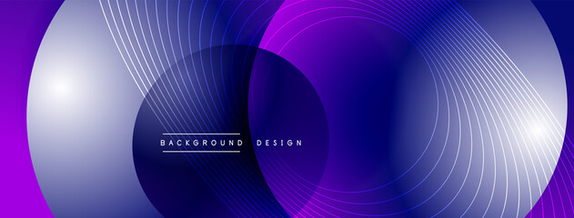 Gradient circles with shadows. Vector techno abstract background. Modern overlapping forms wallpaper background, design template